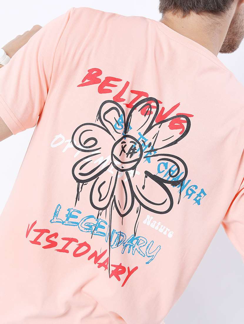 men front & back print round neck t-shirts - 21375395 -  Standard Image - 4