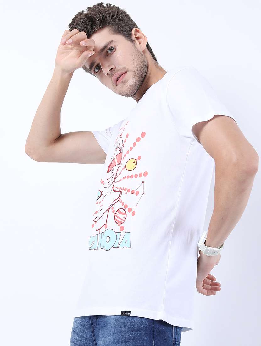 men front print round neck t-shirt - 21375404 -  Standard Image - 1