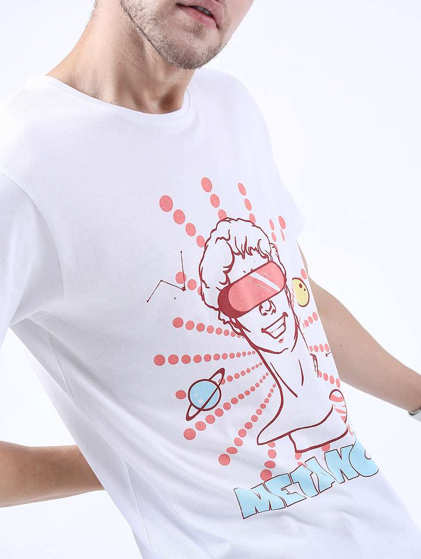 men front print round neck t-shirt - 21375404 -  Standard Image - 4