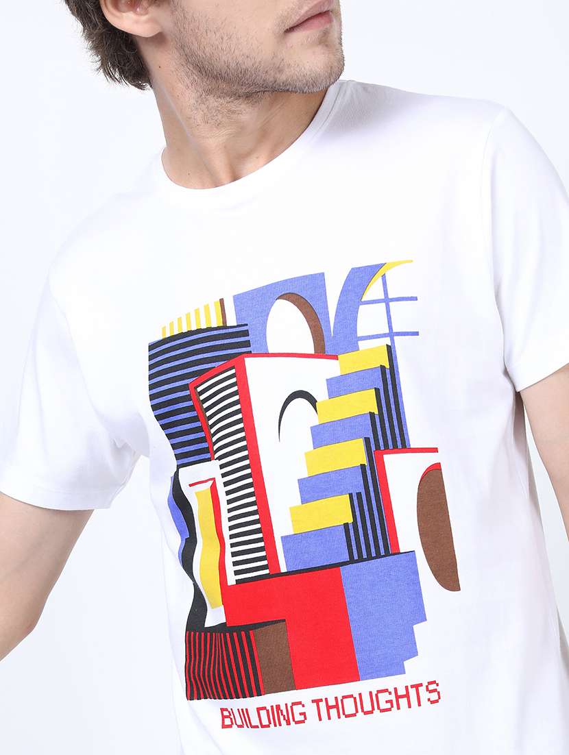 men front print round neck t-shirt - 21375405 -  Standard Image - 4