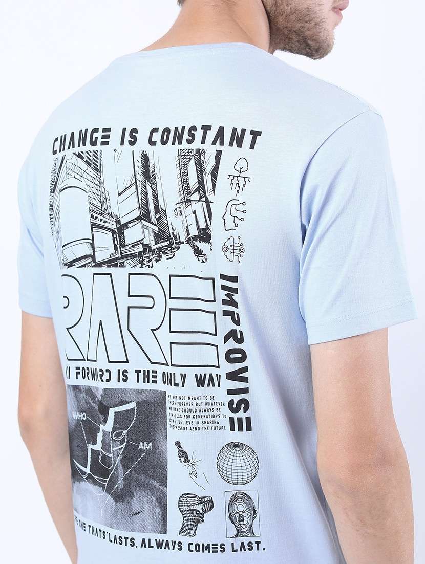men round neck back print t-shirt - 21375409 -  Standard Image - 4
