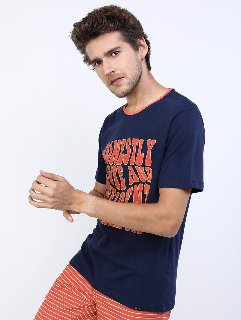 men front print cotton t-shirt - 21375410 - Standard Image - 1
