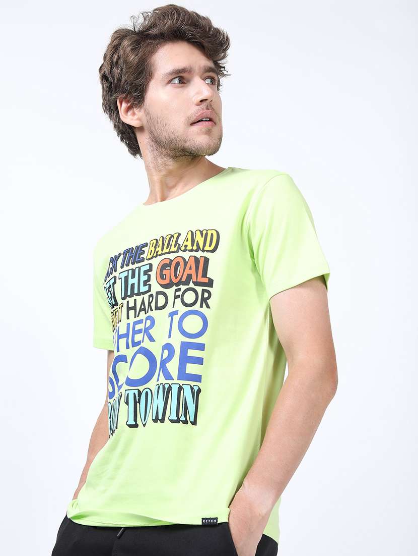 men front print round neck t-shirt - 21375429 -  Standard Image - 1