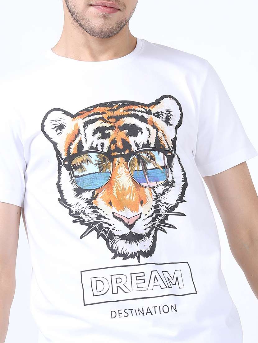 men front print round neck t-shirt - 21375439 -  Standard Image - 1