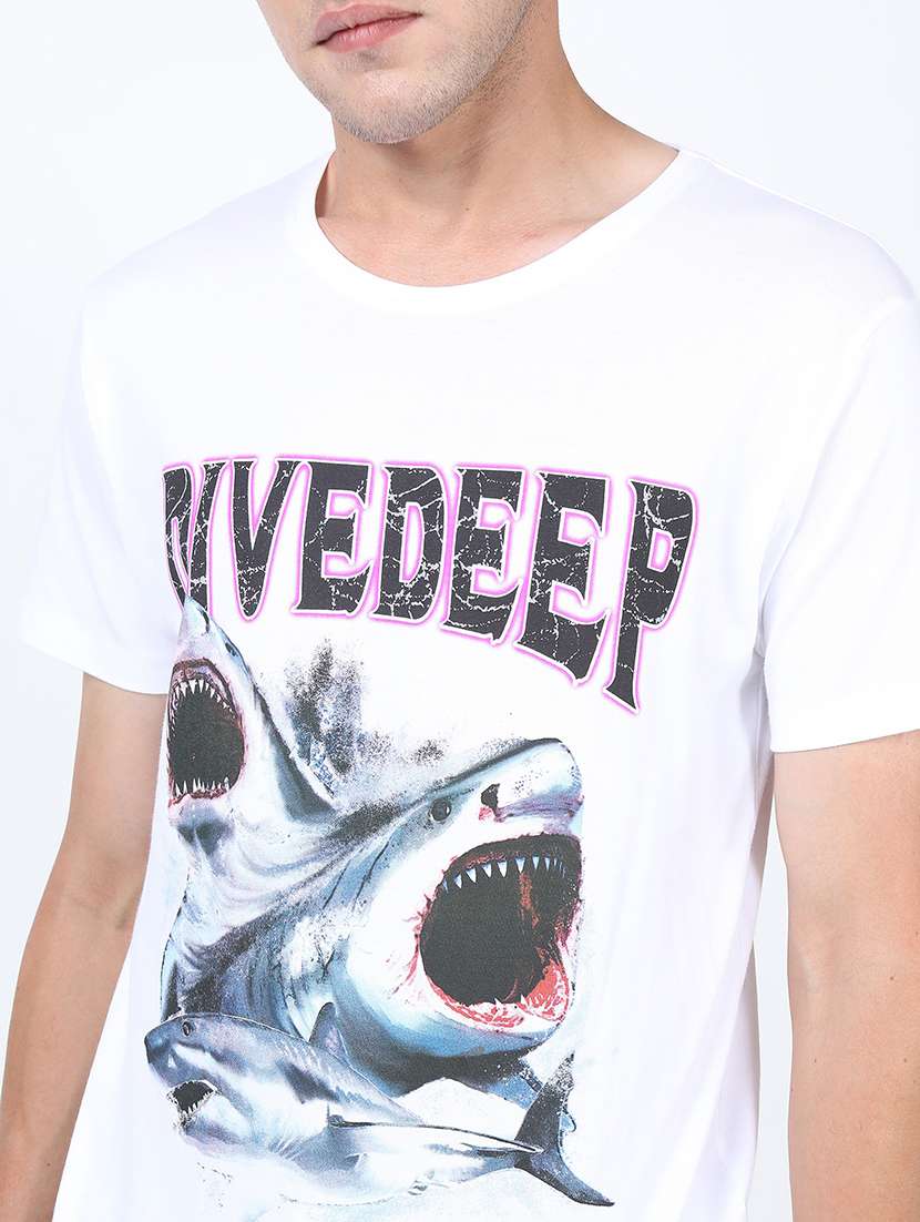 men front print round neck t-shirt - 21375444 -  Standard Image - 4