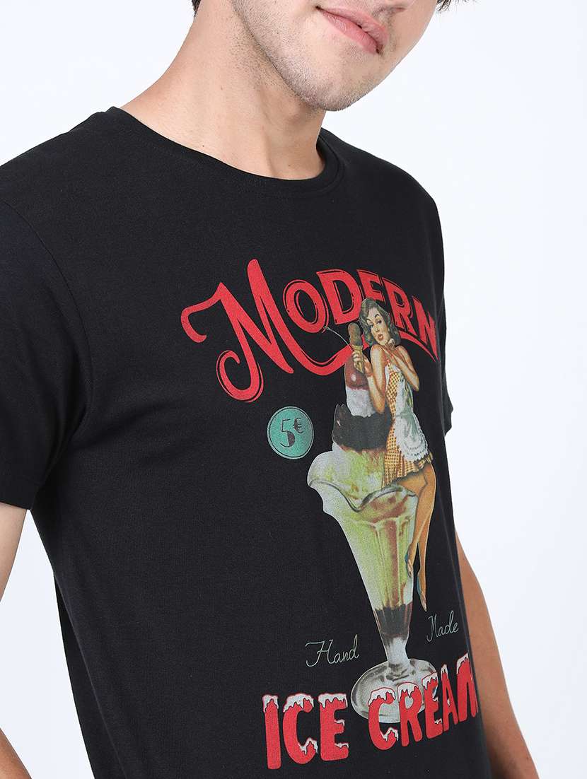 men front print round neck t-shirt - 21375447 -  Standard Image - 4