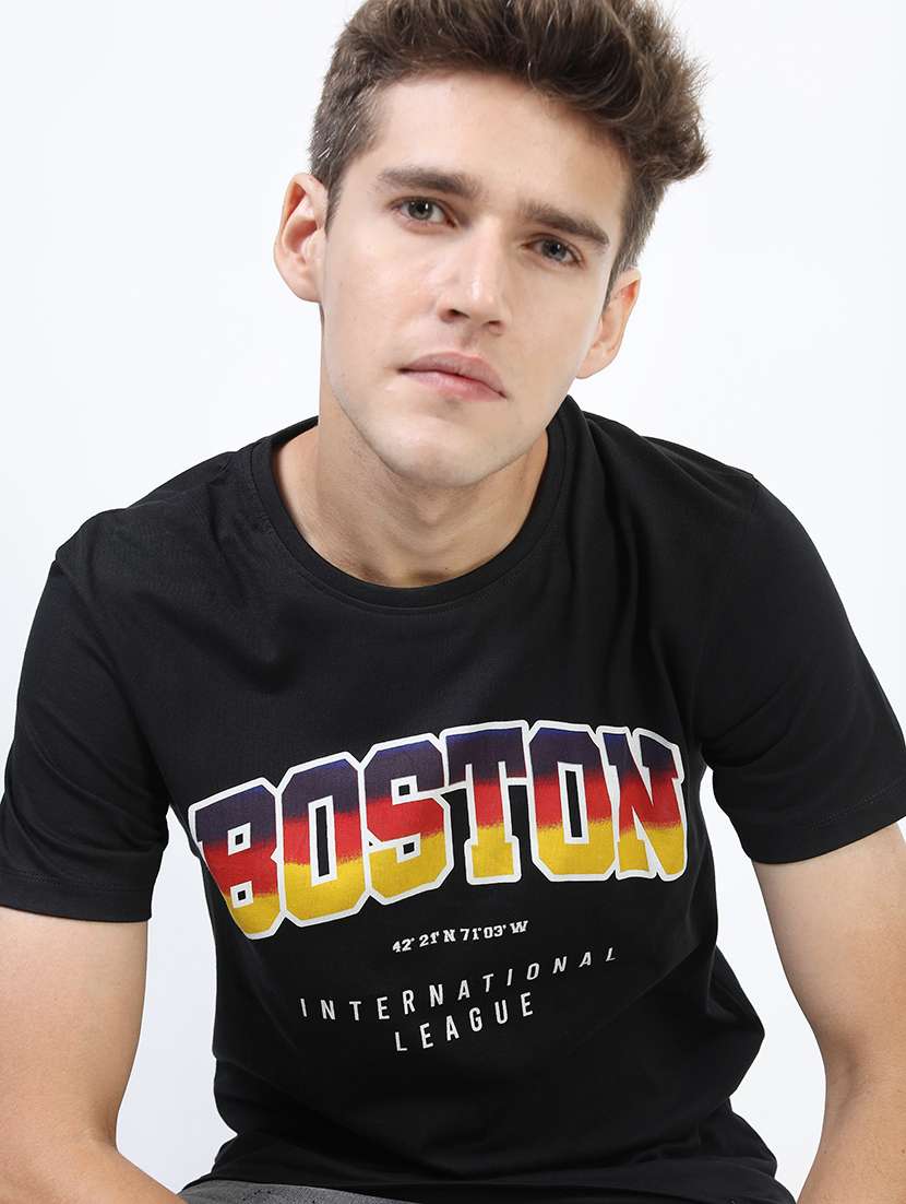 men front print round neck t-shirt - 21375448 -  Standard Image - 1
