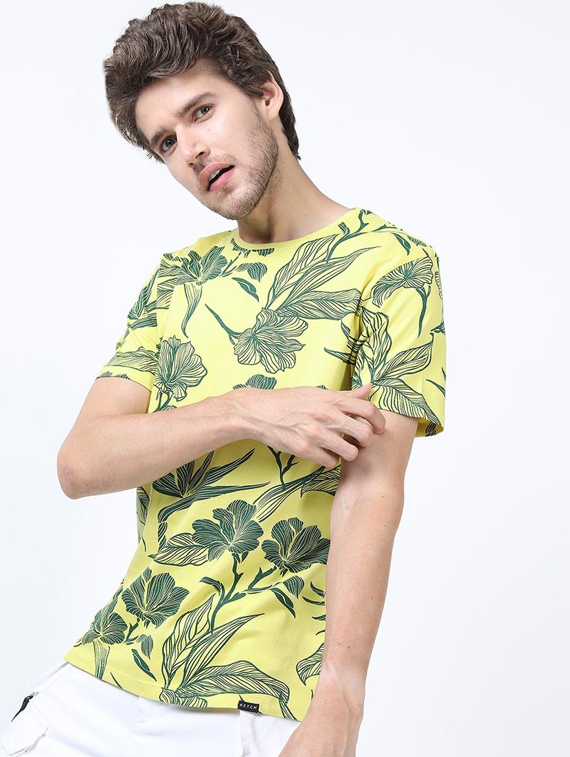 men round neck floral printed t-shirt - 21375449 -  Standard Image - 1
