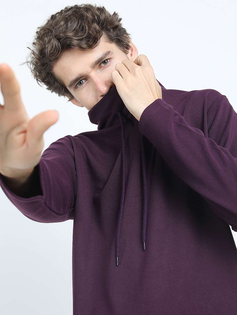 men plain cowl neck t-shirt - 21375485 -  Standard Image - 4