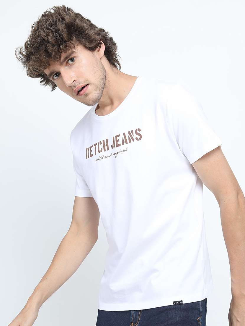 men short sleeve chest print t-shirt - 21375499 - Standard Image - 1