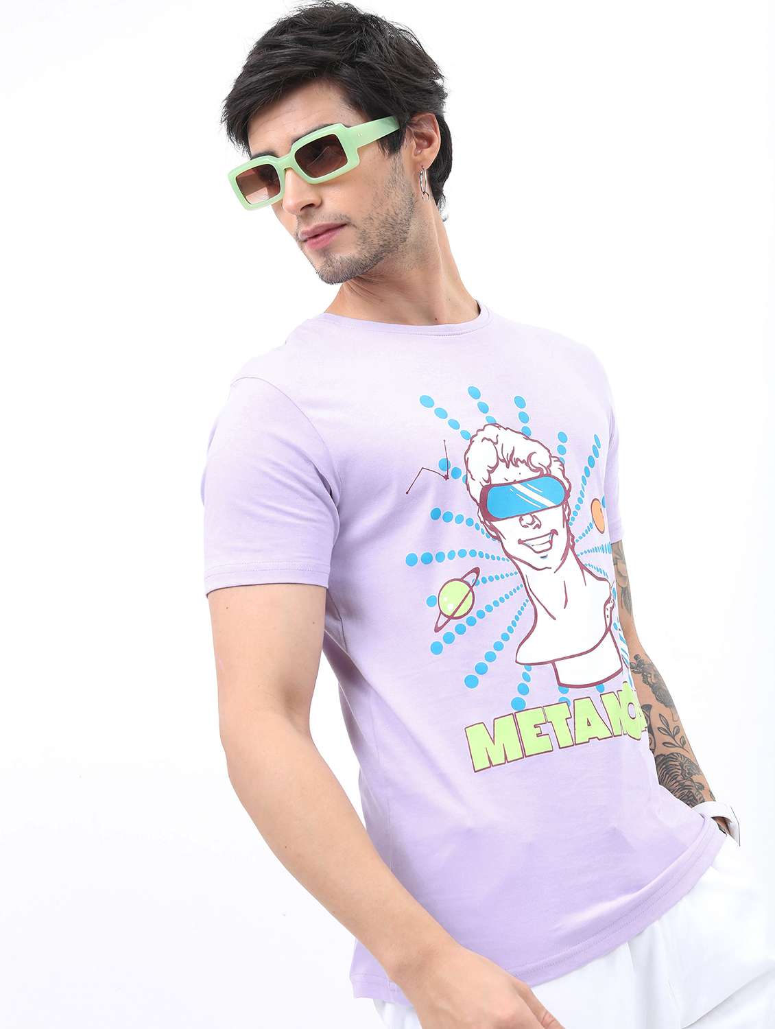 men half sleeve front print t-shirt - 21375529 -  Standard Image - 1