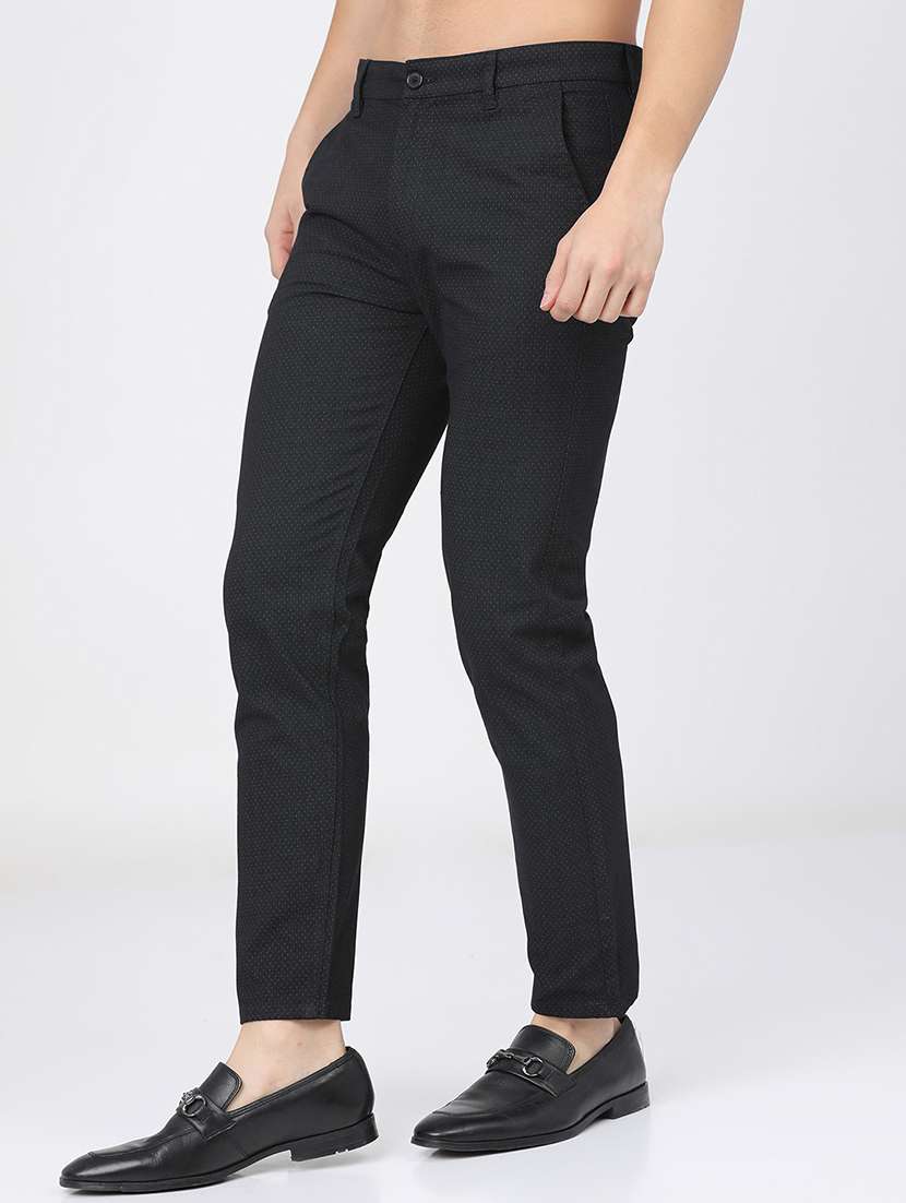 men low rise self design chinos - 21375545 -  Standard Image - 1