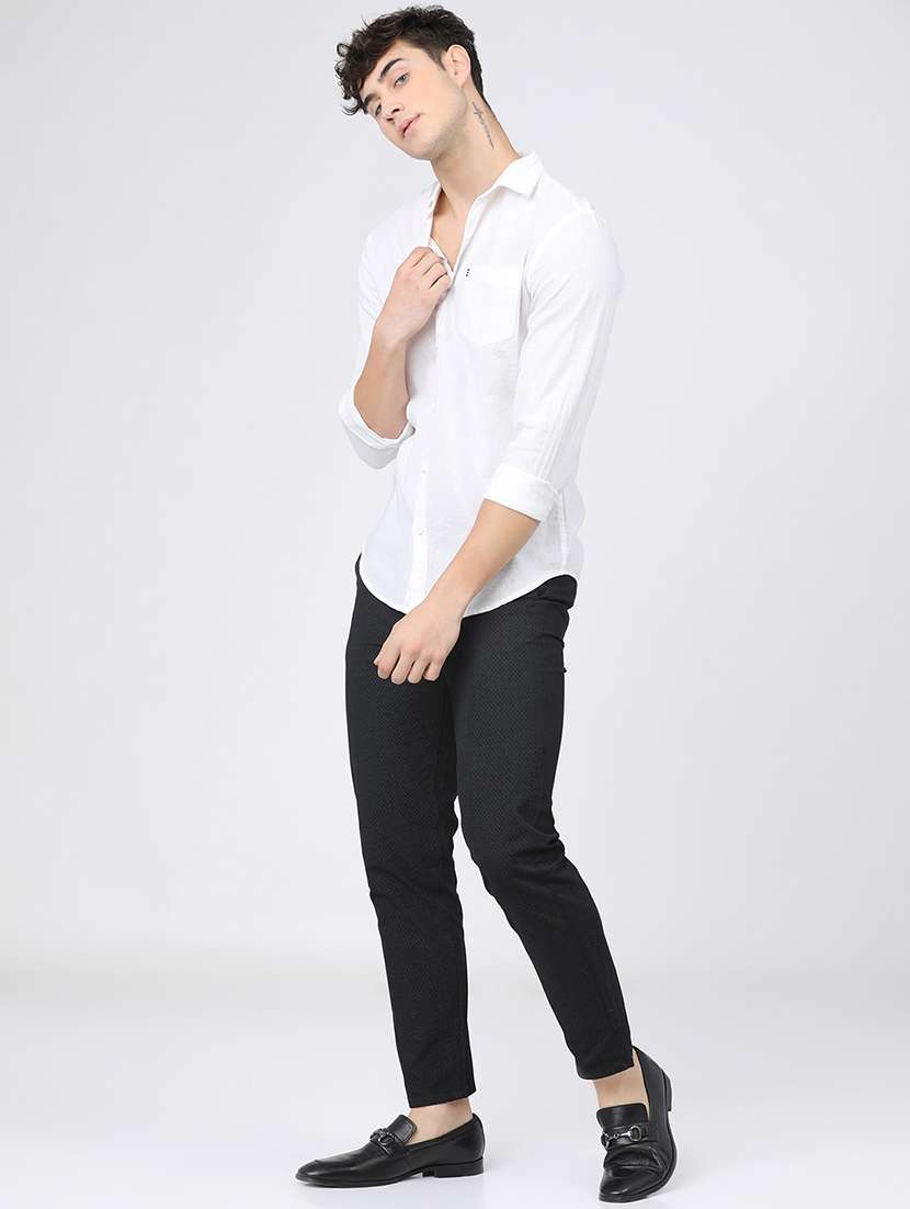 men low rise self design chinos - 21375545 -  Standard Image - 4