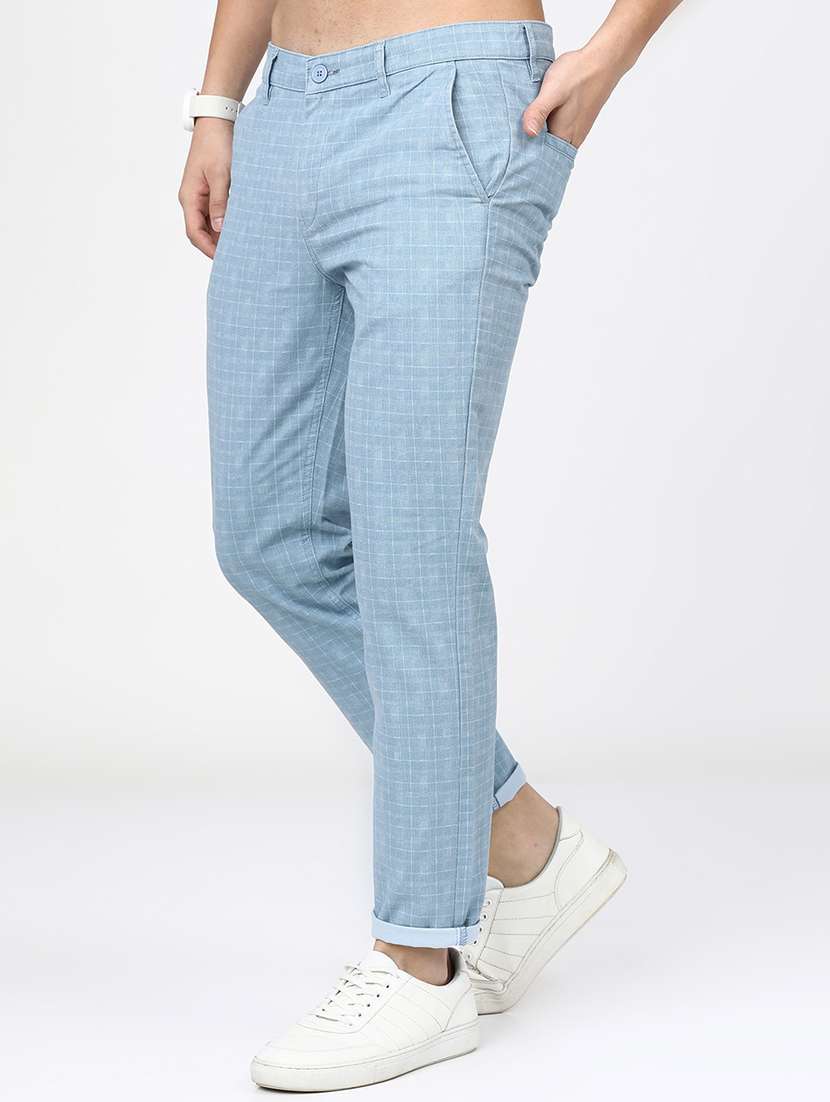 men mid rise checkered chinos - 21375547 -  Standard Image - 1