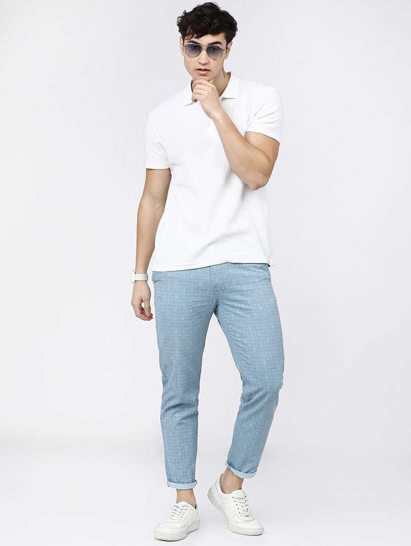 men mid rise checkered chinos - 21375547 - Standard Image - 4