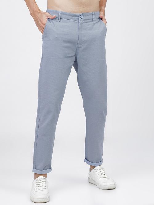 men mid rise self design chinos - 21375550 - Standard Image - 0