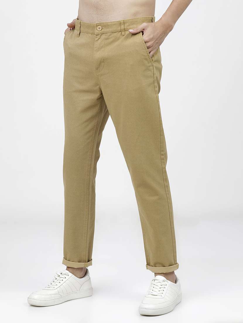 men mid rise solid chinos - 21375555 -  Standard Image - 1