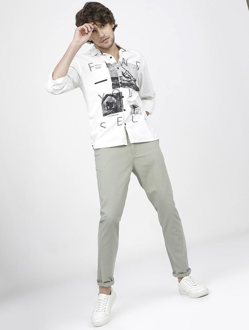 men mid rise solid chinos - 21375559 - Standard Image - 4