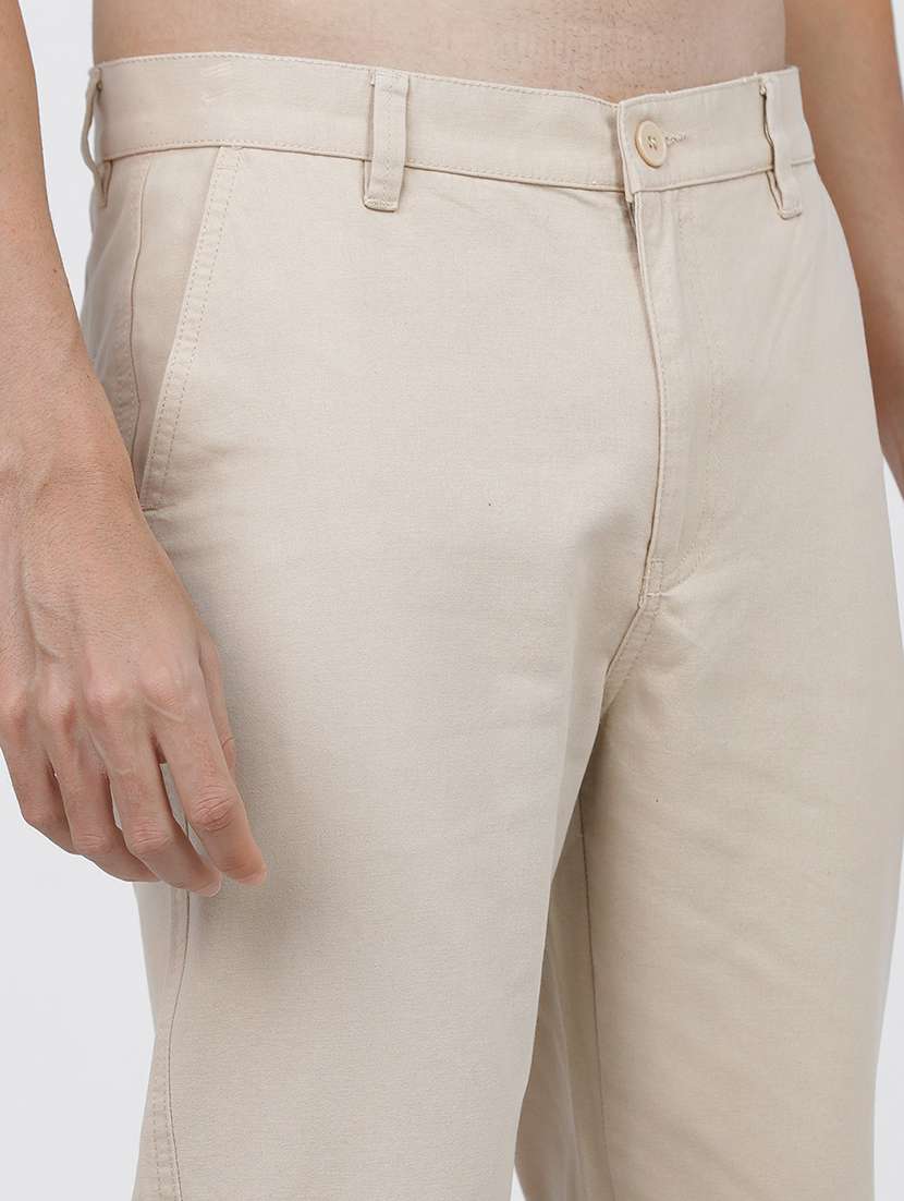 men solid mid rise chinos - 21375560 -  Standard Image - 4