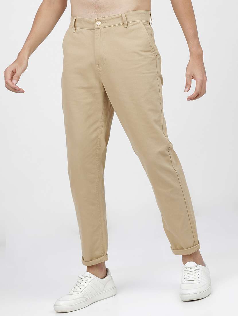 men mid rise solid chinos - 21375580 -  Standard Image - 1