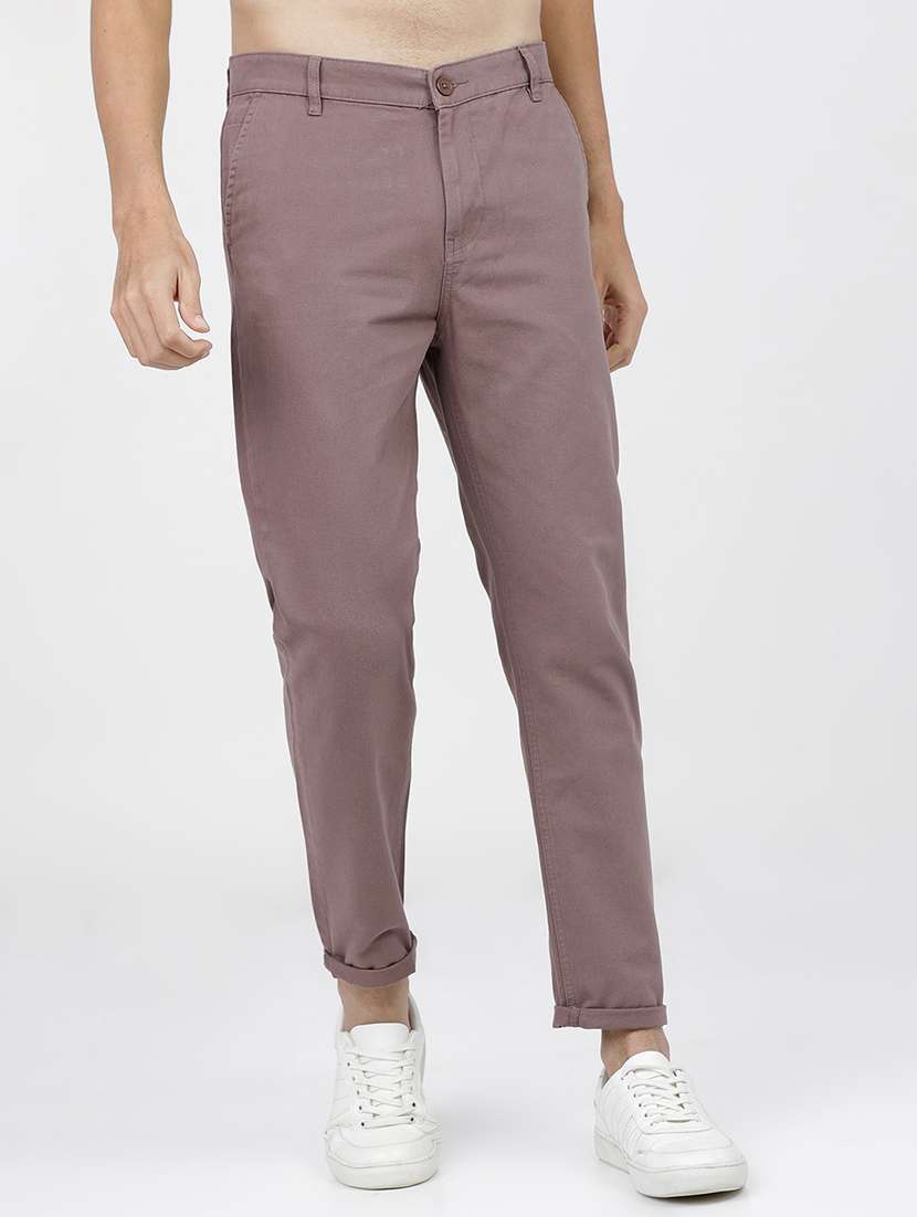 men mid rise solid chinos - 21375581 -  Zoom Image - 0
