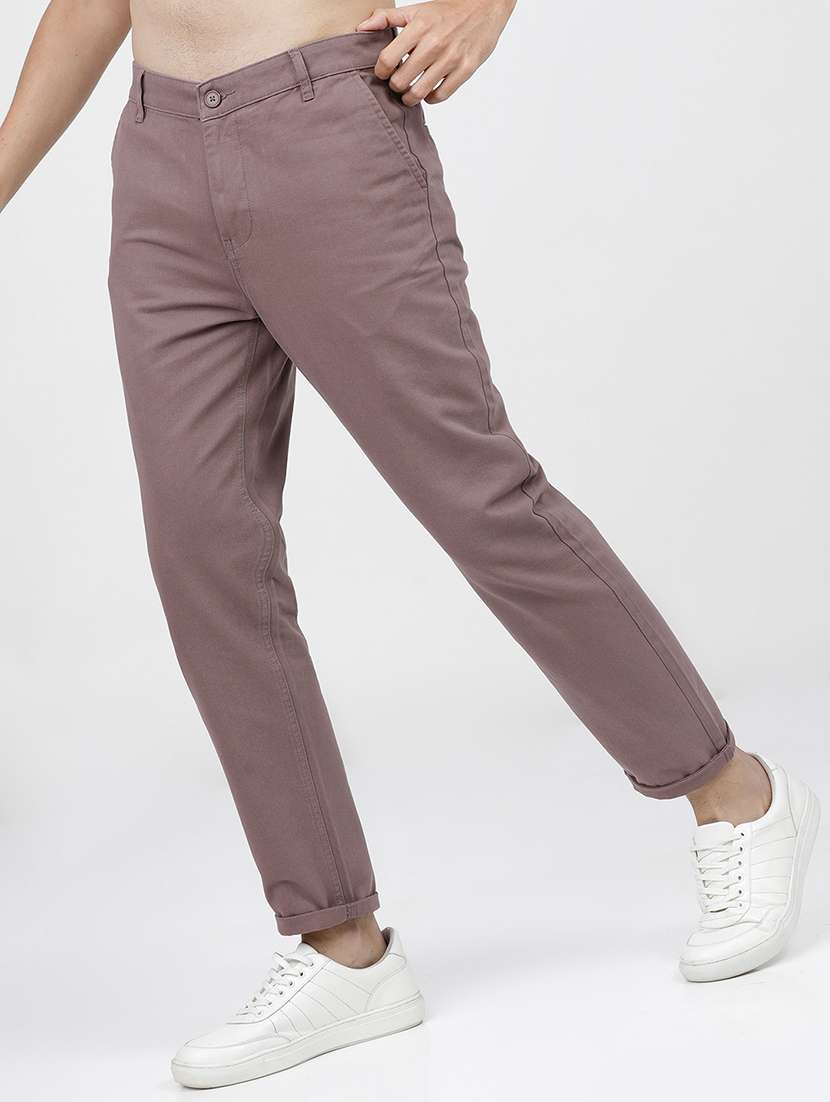 men mid rise solid chinos - 21375581 -  Standard Image - 1