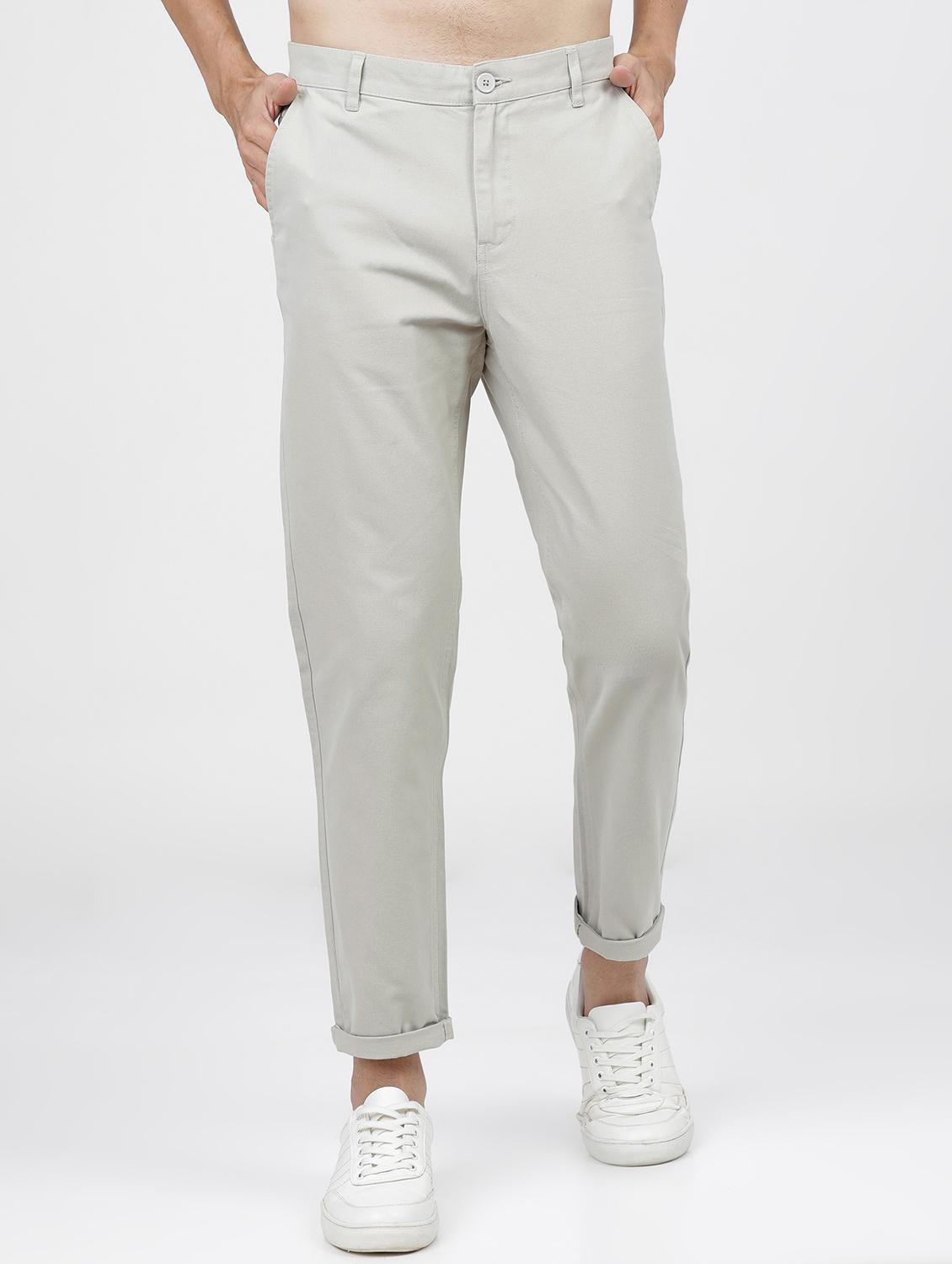men mid rise solid chinos