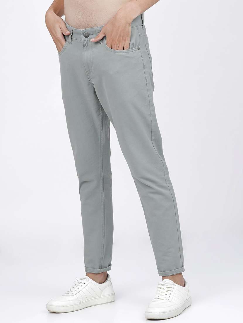 men mid rise solid chinos - 21375596 -  Standard Image - 1