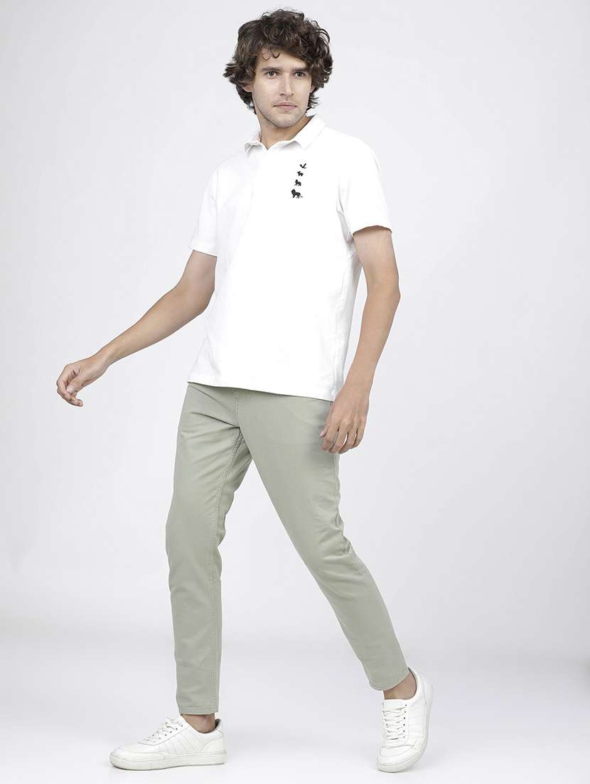 men mid rise solid chinos - 21375601 -  Standard Image - 4
