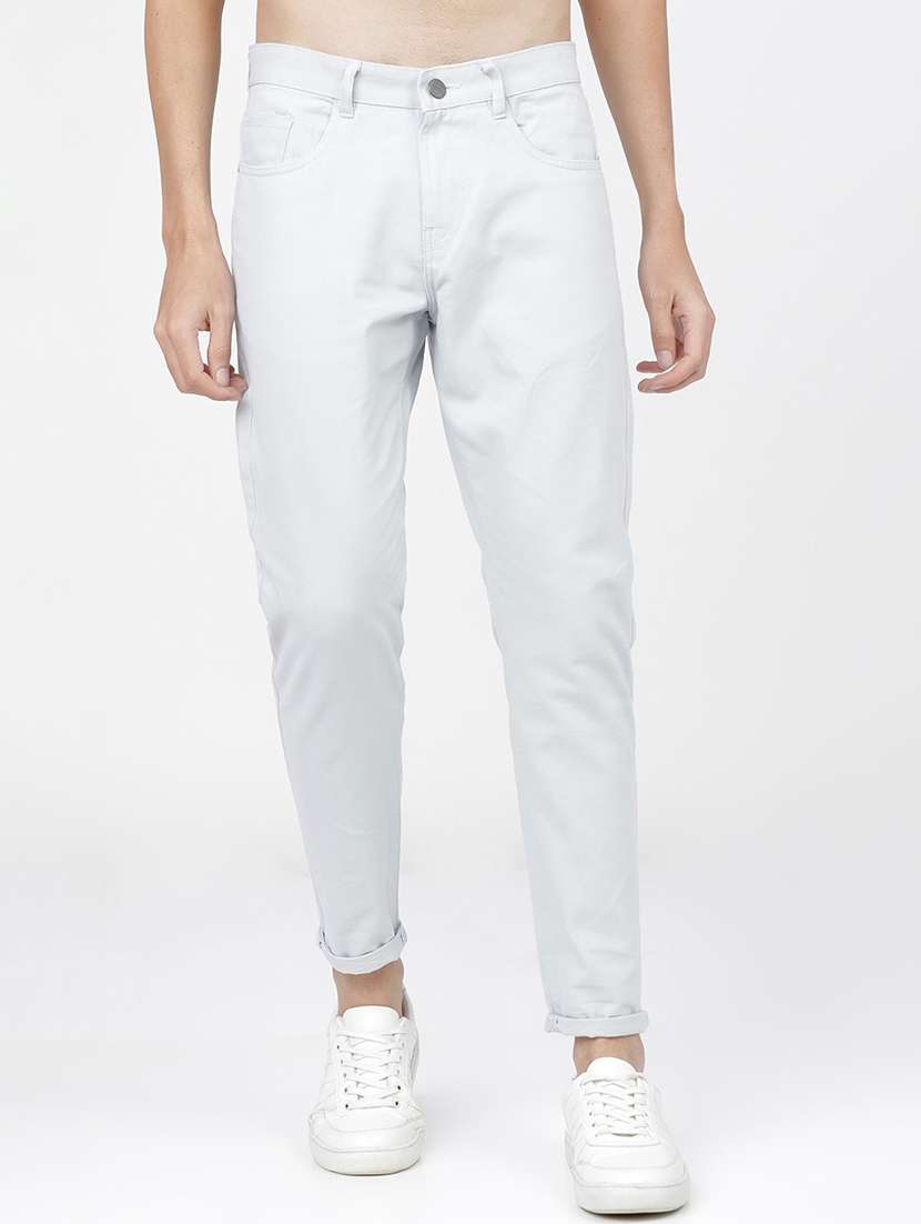 men mid rise solid chinos