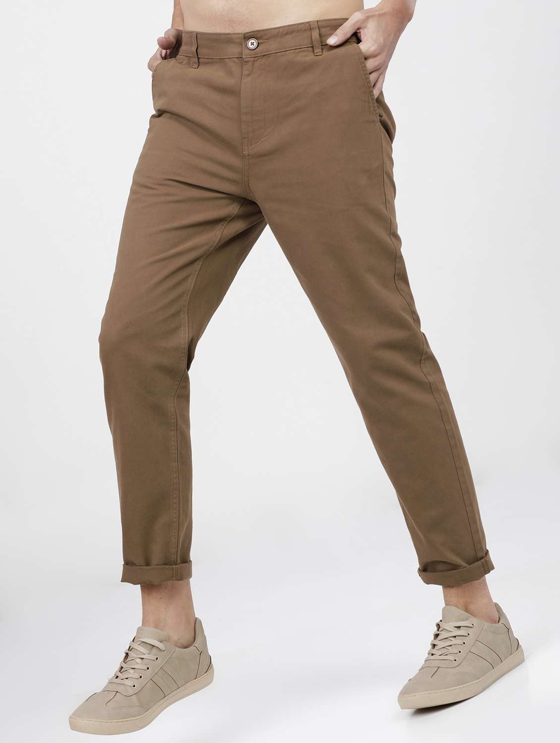 men mid rise solid chinos - 21375617 -  Standard Image - 1