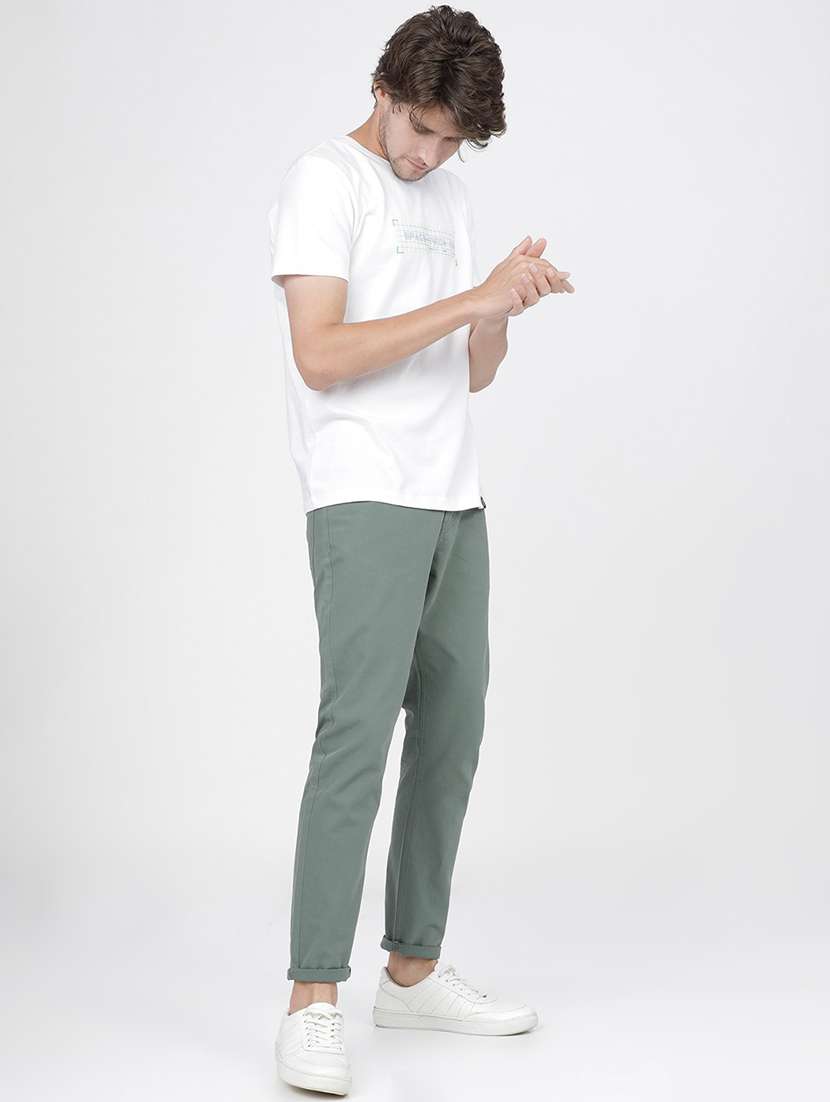 men mid rise solid chinos - 21375623 -  Standard Image - 4