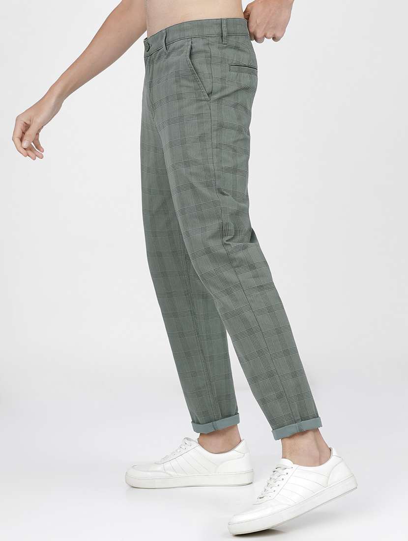 men mid rise checkered chinos - 21375637 -  Standard Image - 1