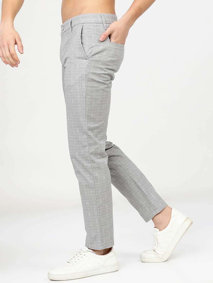 men mid rise checkered chinos - 21375640 -  Standard Image - 1