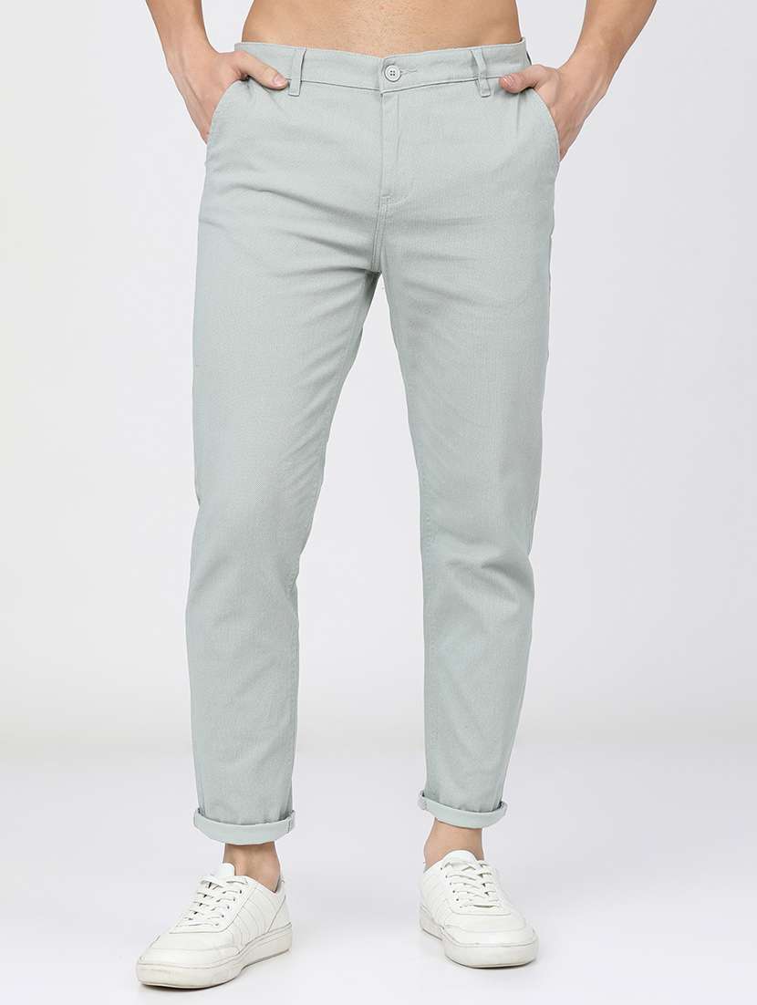 men mid rise solid chinos
