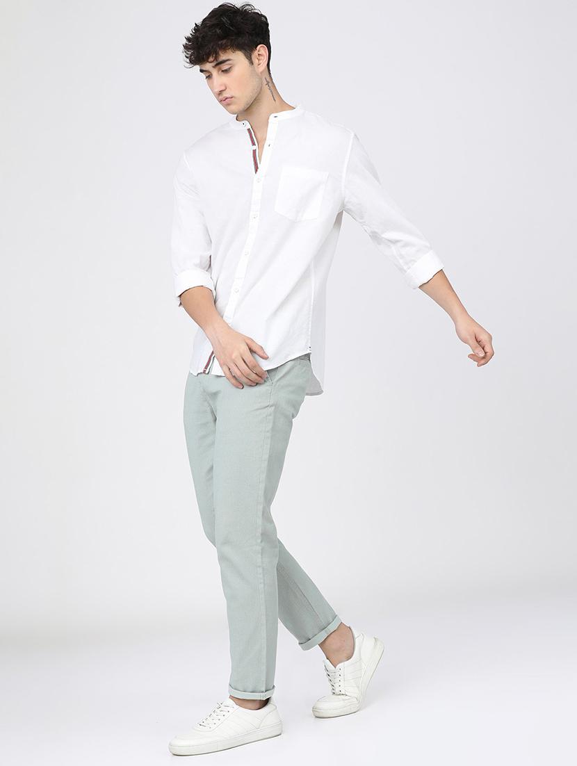 men mid rise solid chinos - 21375641 - Standard Image - 4