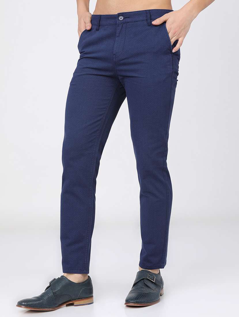 men mid rise self design chinos  - 21375642 -  Standard Image - 1