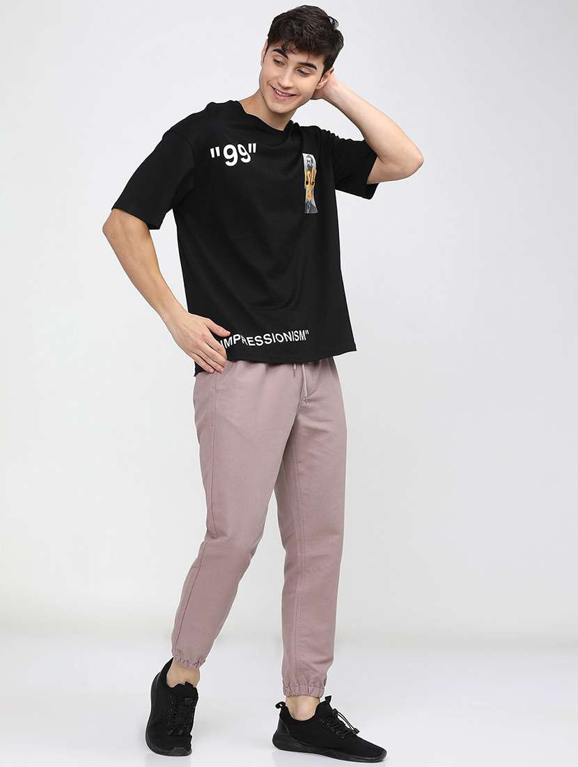 men mid rise solid joggers - 21375645 - Standard Image - 4