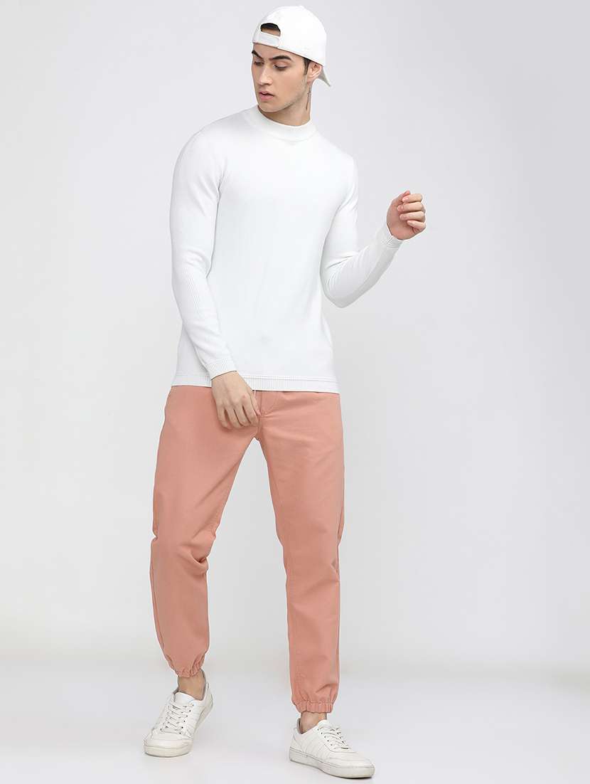 men mid rise solid joggers - 21375646 - Standard Image - 4