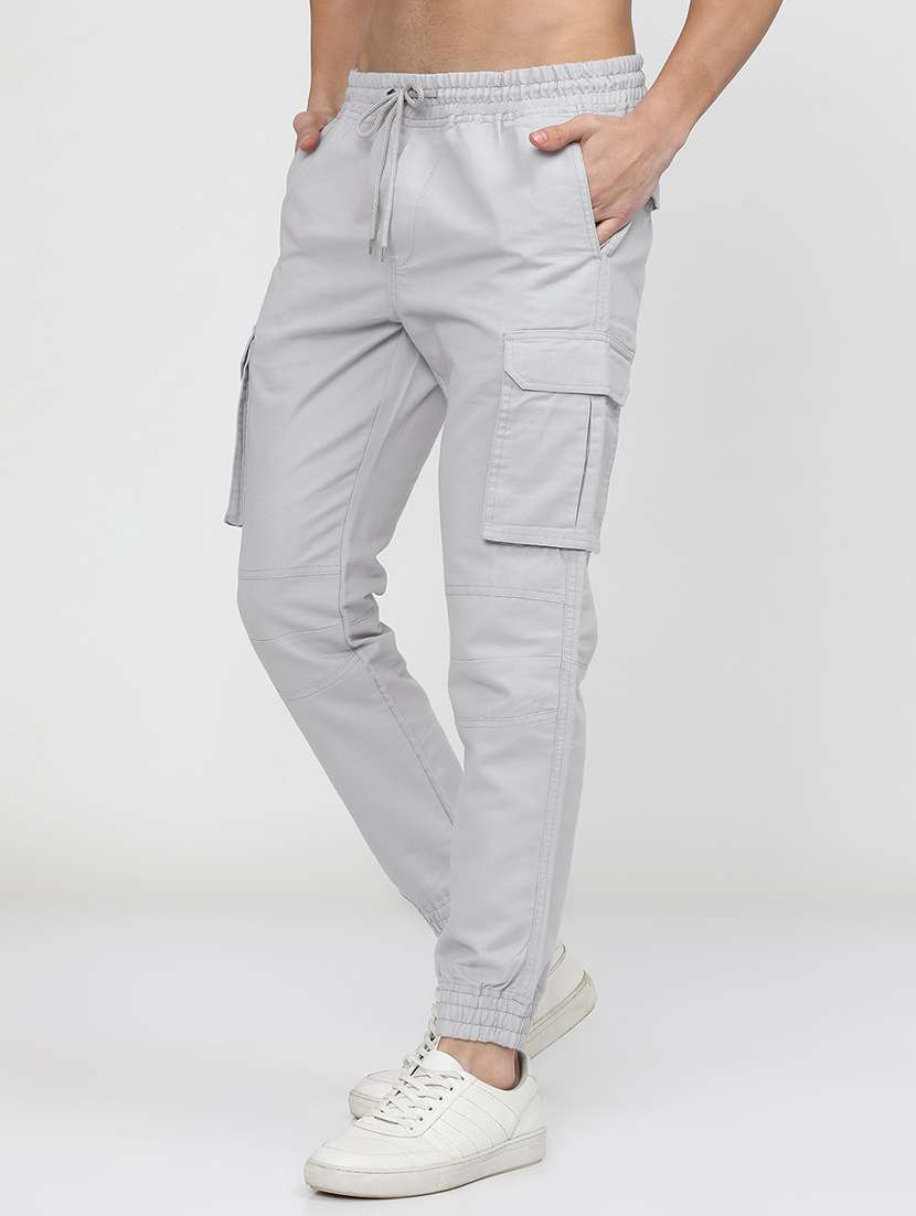 men mid rise solid cargos - 21375647 -  Standard Image - 1