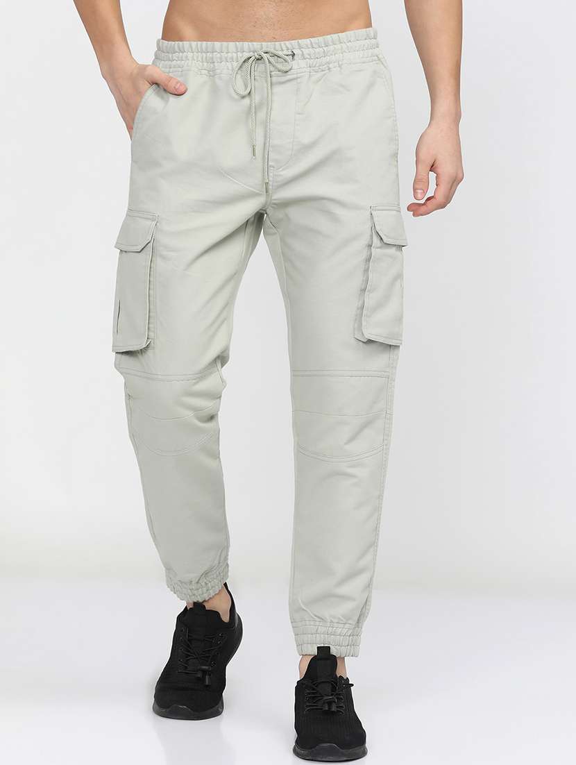 men mid rise solid cargos