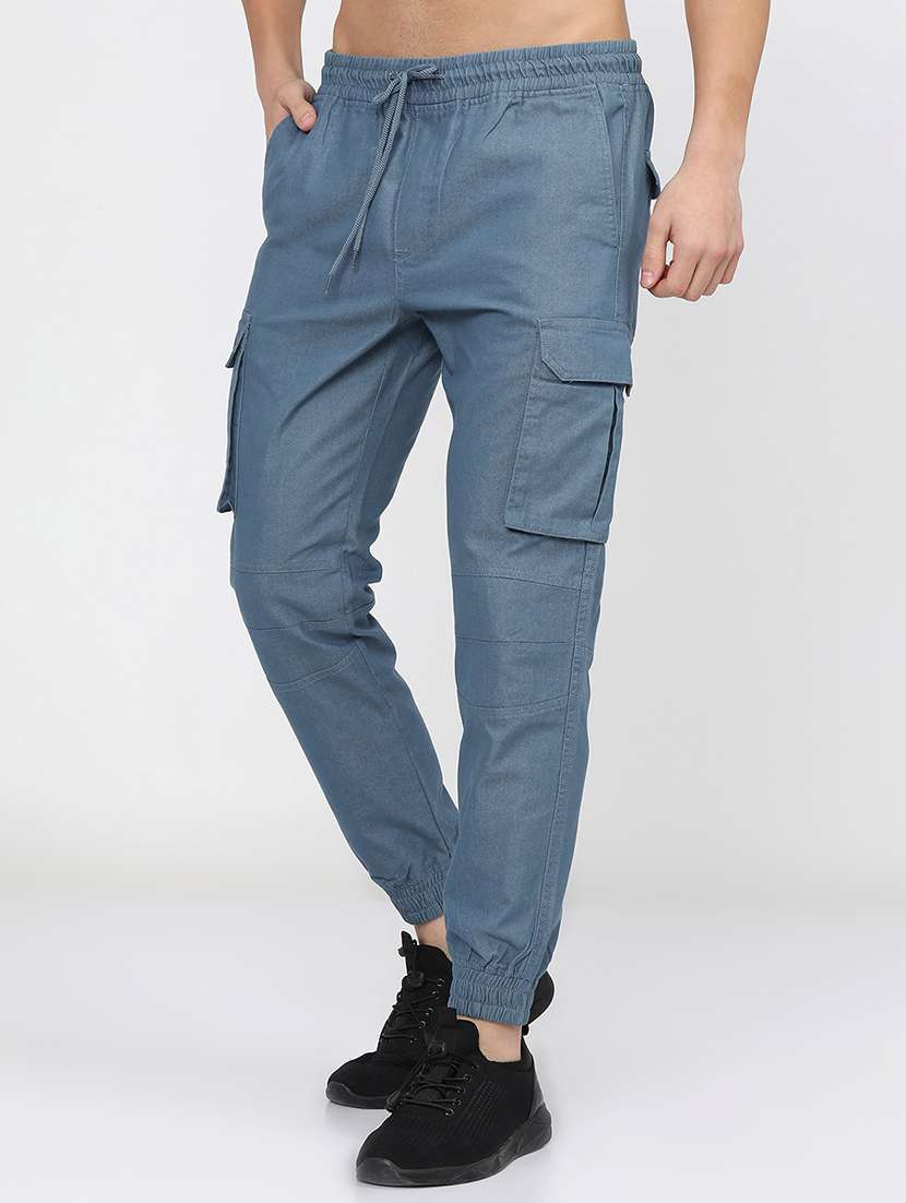 men mid rise solid cargos - 21375651 -  Standard Image - 1