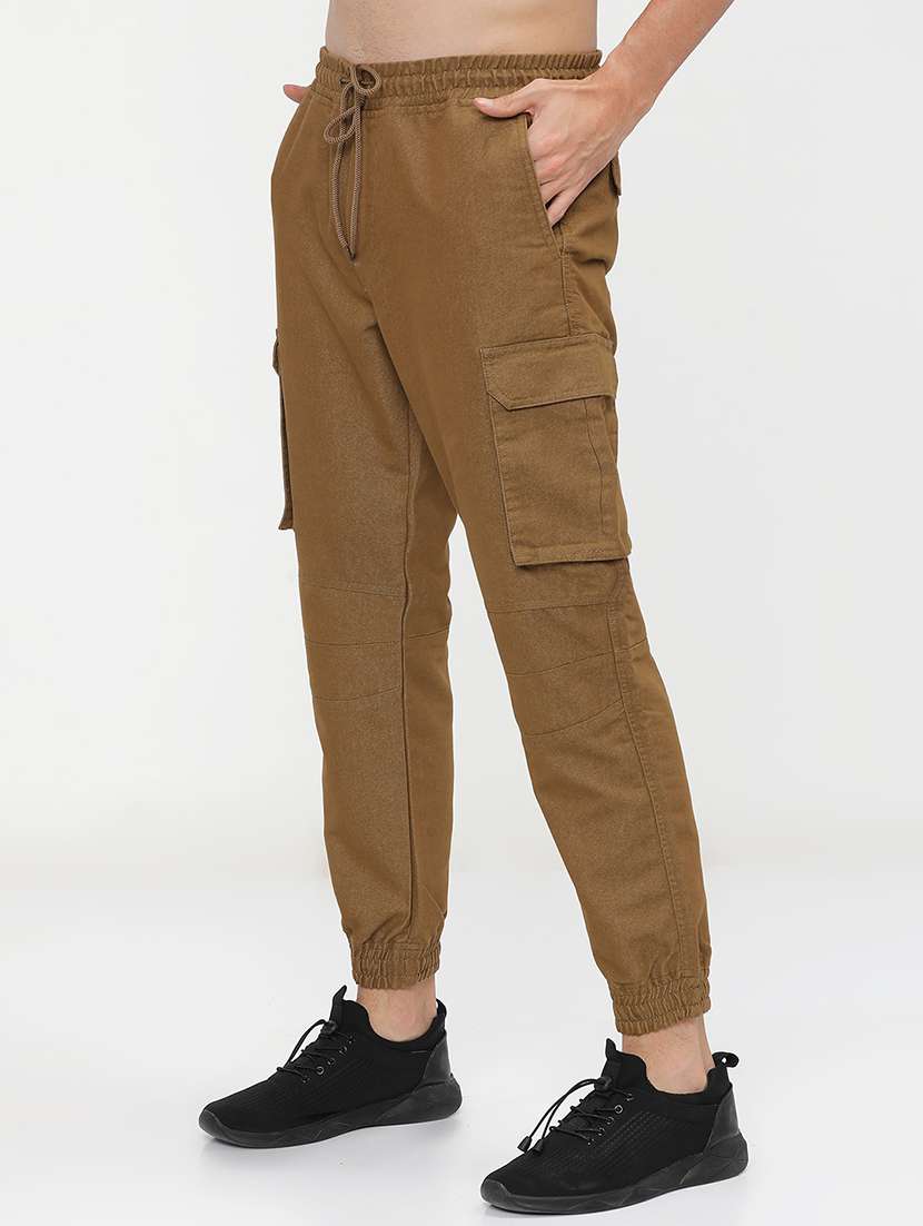 men mid rise solid cargos - 21375654 -  Standard Image - 1