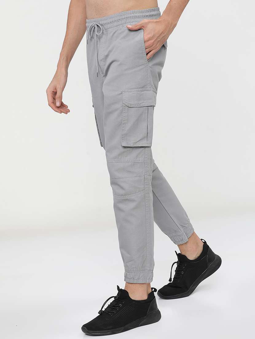 men mid rise solid cargos - 21375656 -  Standard Image - 1