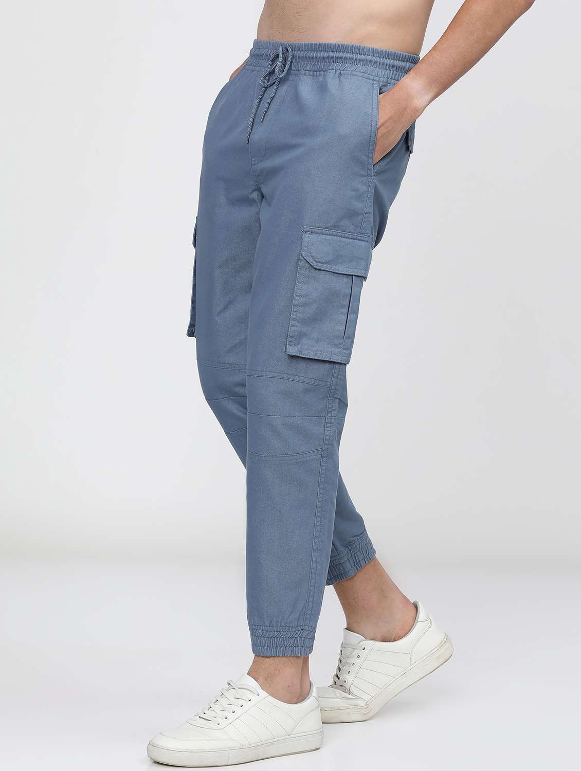 men mid rise solid cargos - 21375657 -  Standard Image - 1