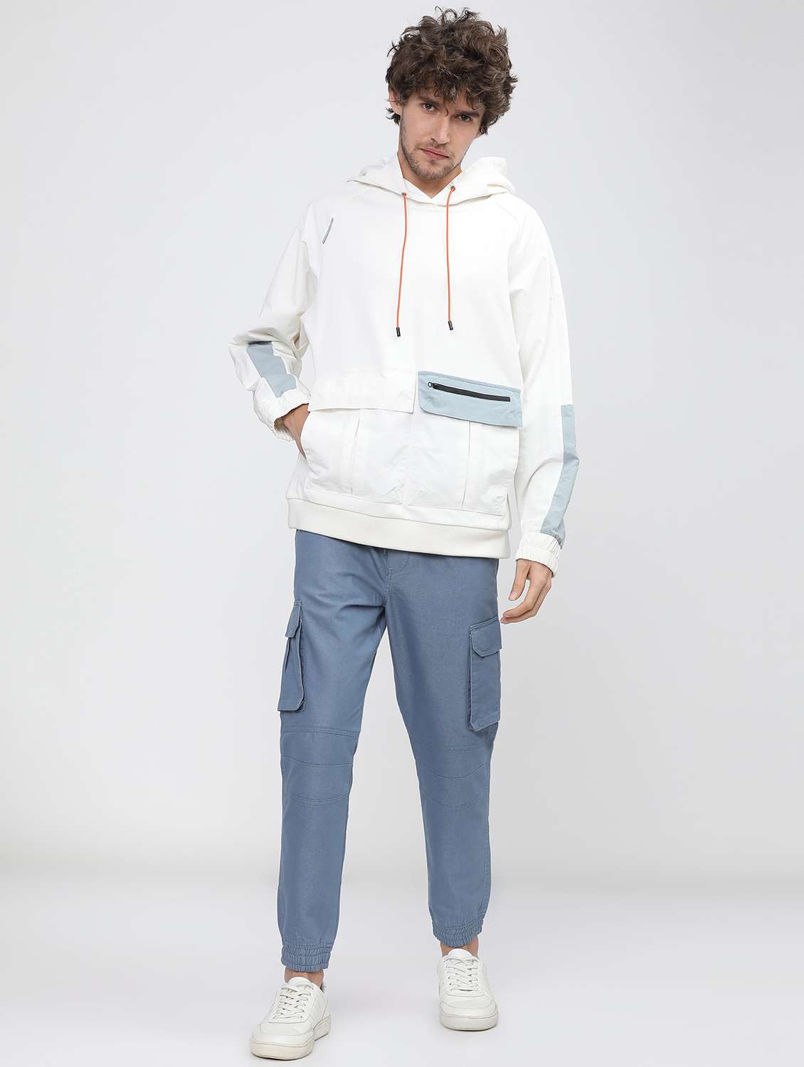 men mid rise solid cargos - 21375657 -  Standard Image - 4