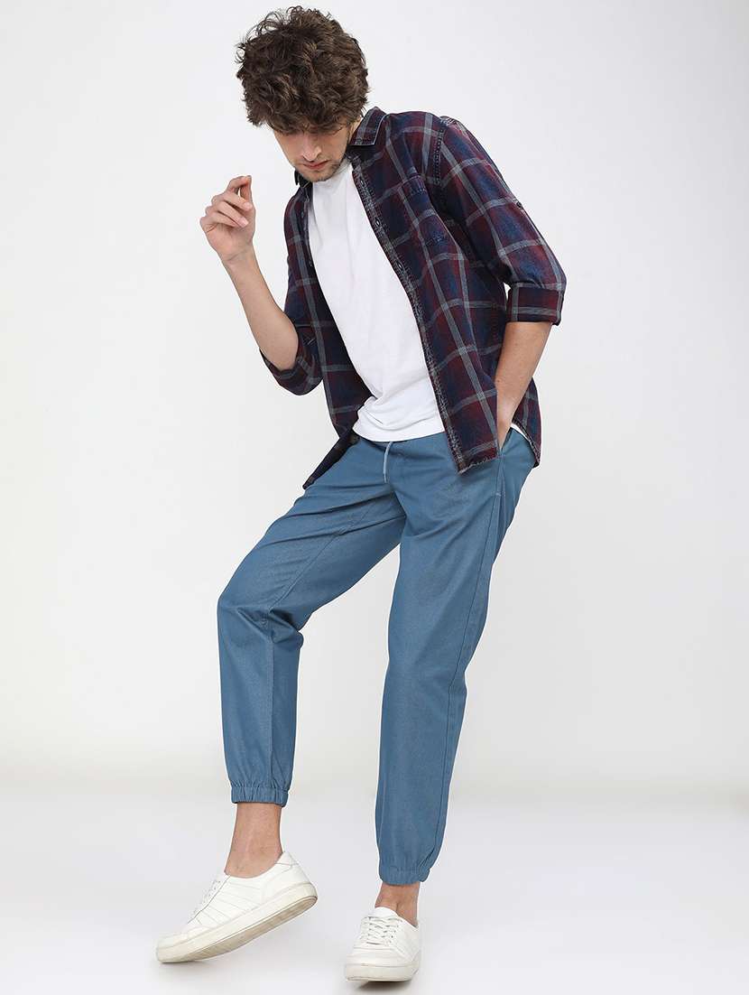 men mid rise solid joggers - 21375663 -  Standard Image - 4