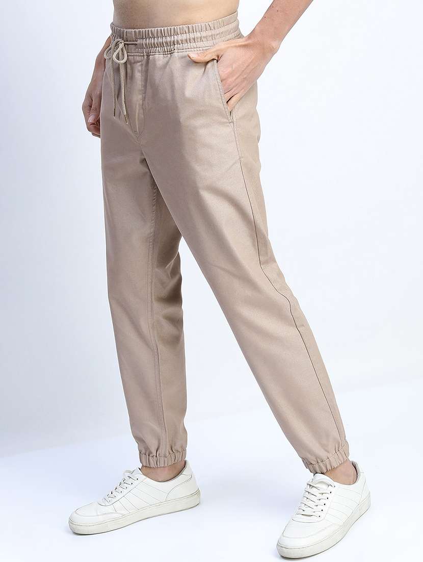 men mid rise solid joggers - 21375669 - Standard Image - 1