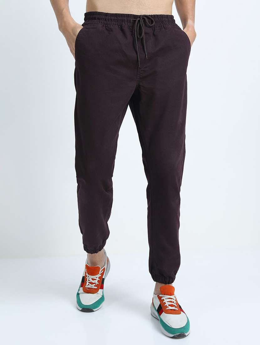 men mid rise solid joggers
