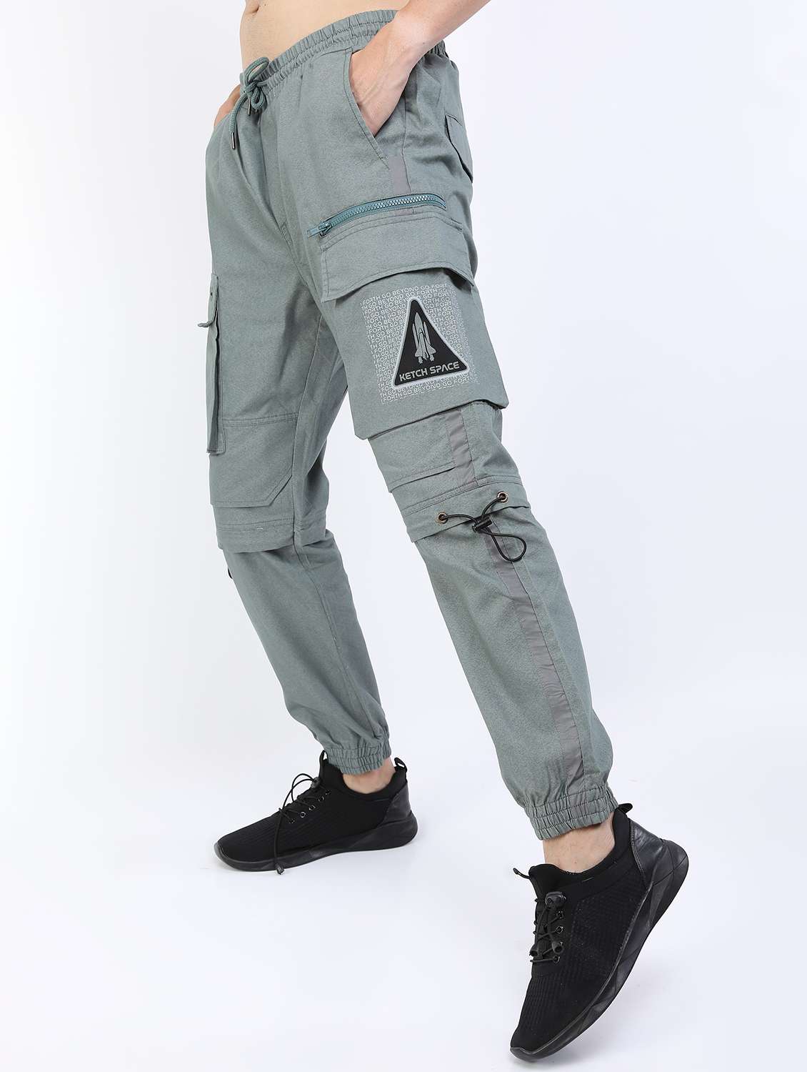 men mid rise typographic print joggers - 21375695 -  Standard Image - 1